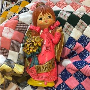 March Angel Figurine with Flowers
